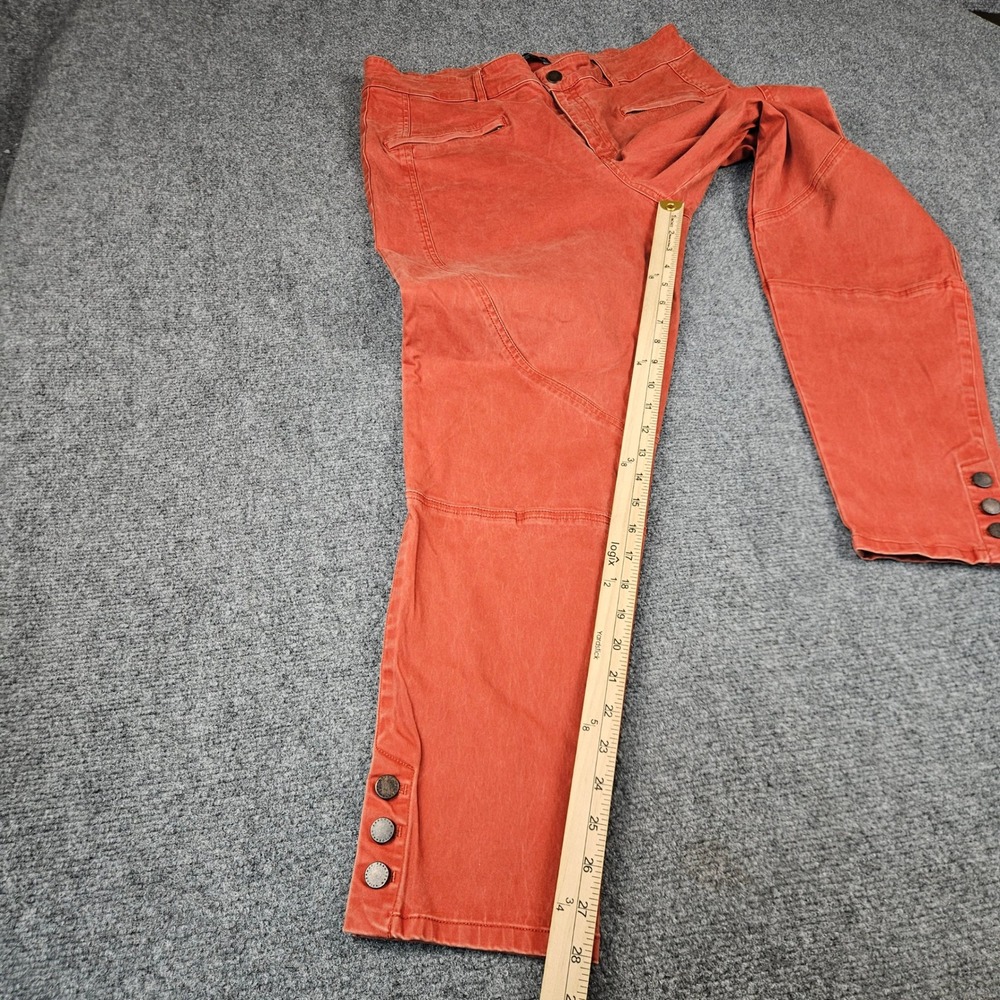 Peruvian Connection Womens Orange Seam Detail Ankle Button Cargo Pants Size 14 - Picture 5 of 12